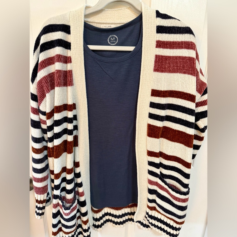 Maurices Multicolor Striped Cardigan Sweater